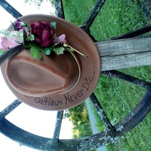 Brown Hat with Floral Decoration